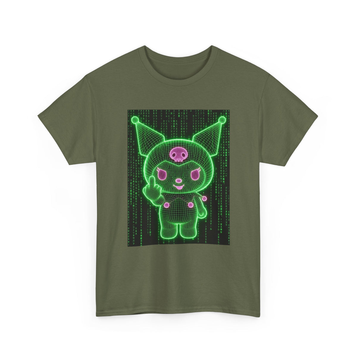 Wireframe Cyber Skull Bunny Flipping Off