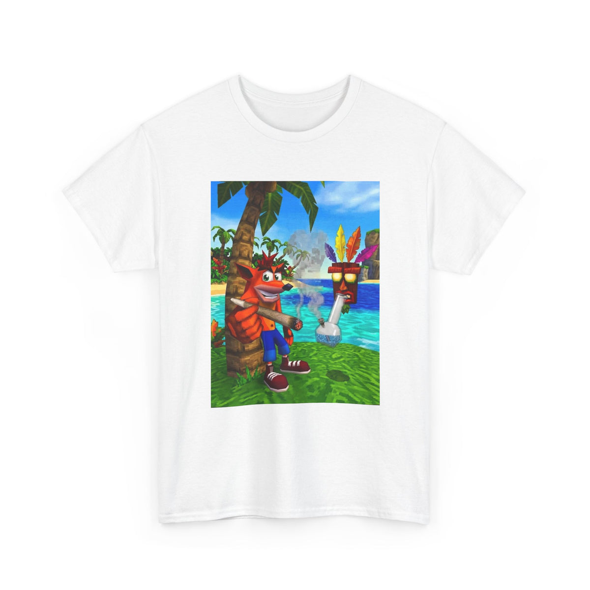 Crash Bandicoot Smoking With Aku Aku Tee