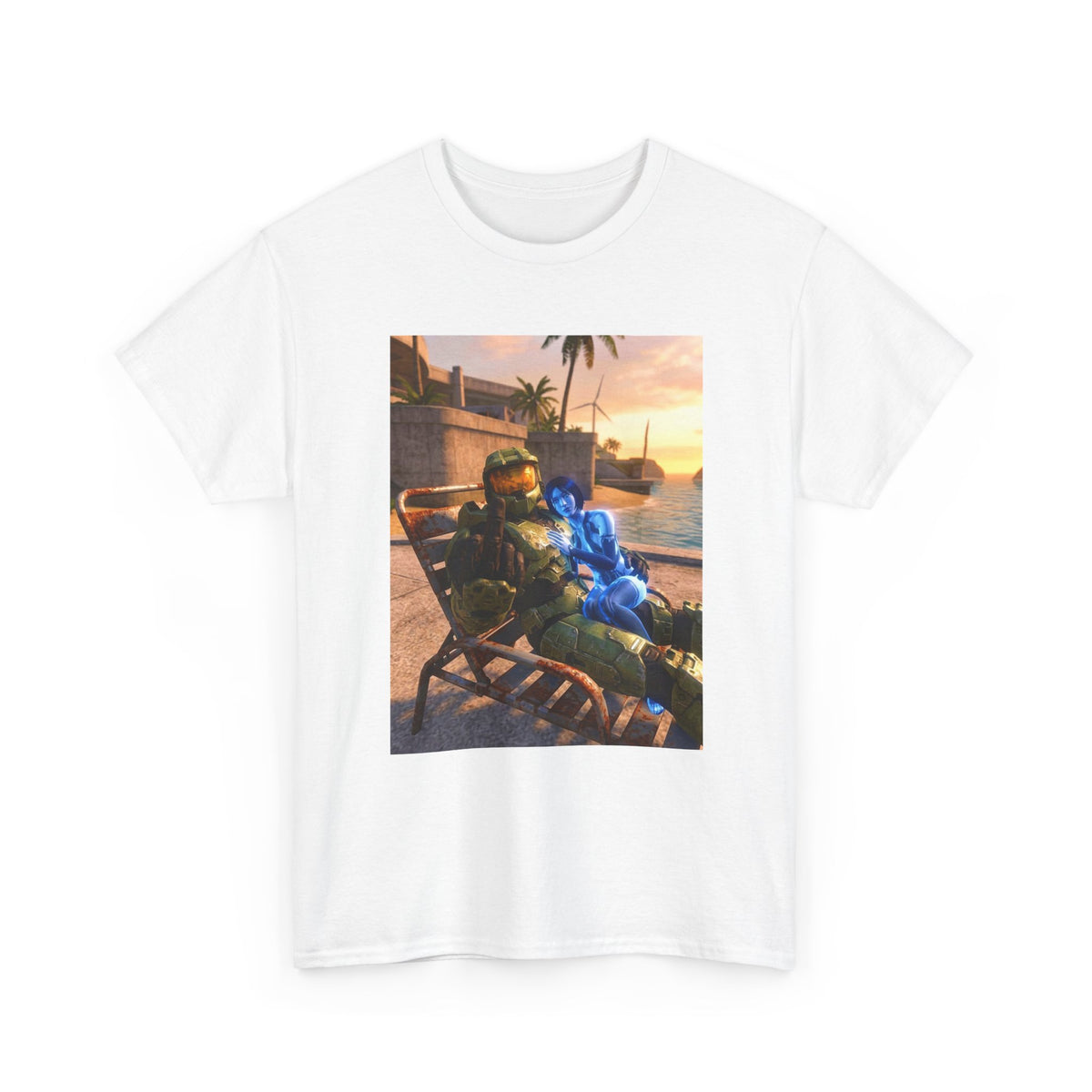 Master Chief Chilling With Cortana Beachside