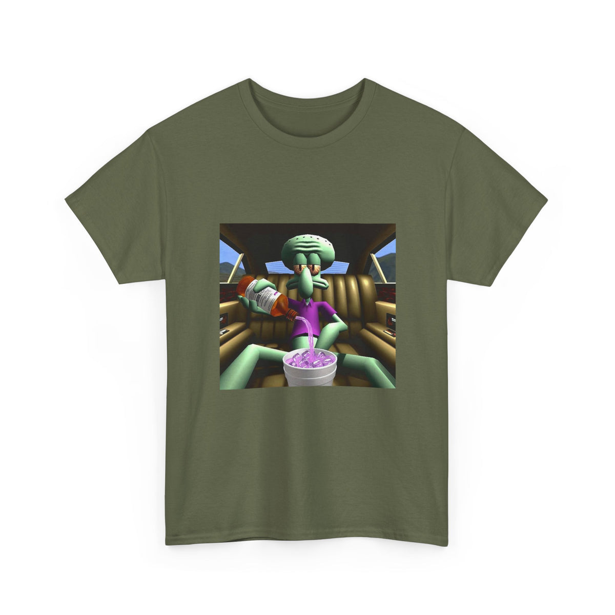 Squidward Pouring Lean In Car Tee