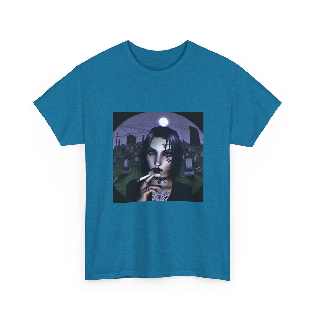 Goth Queen Smoking In Cemetery Moonlight Tee