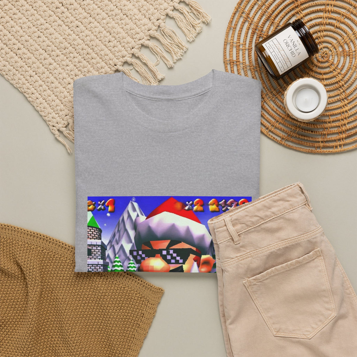 Deal With It Santa Mario Smoking Blunt Tee