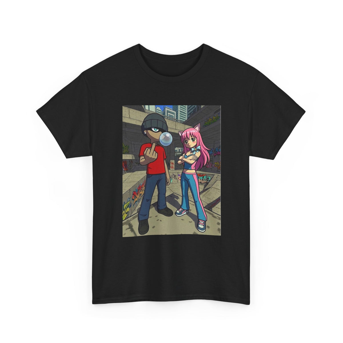 Skater Punk And Kitty Girl In Skater Park Tee