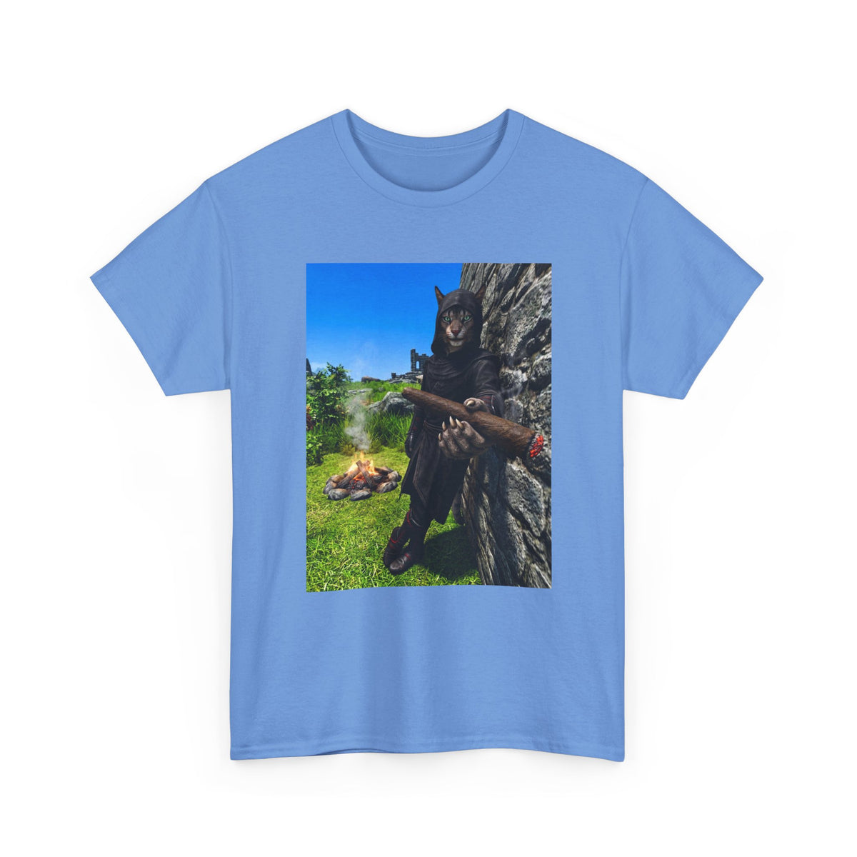 Hooded Khajiit Smoking Blunts By Fire Tee
