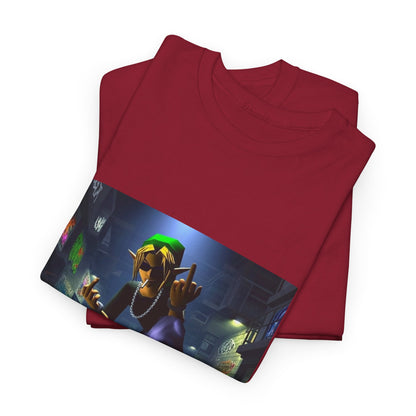 Edgy Ocarina Link Skater Flipping Off Tee