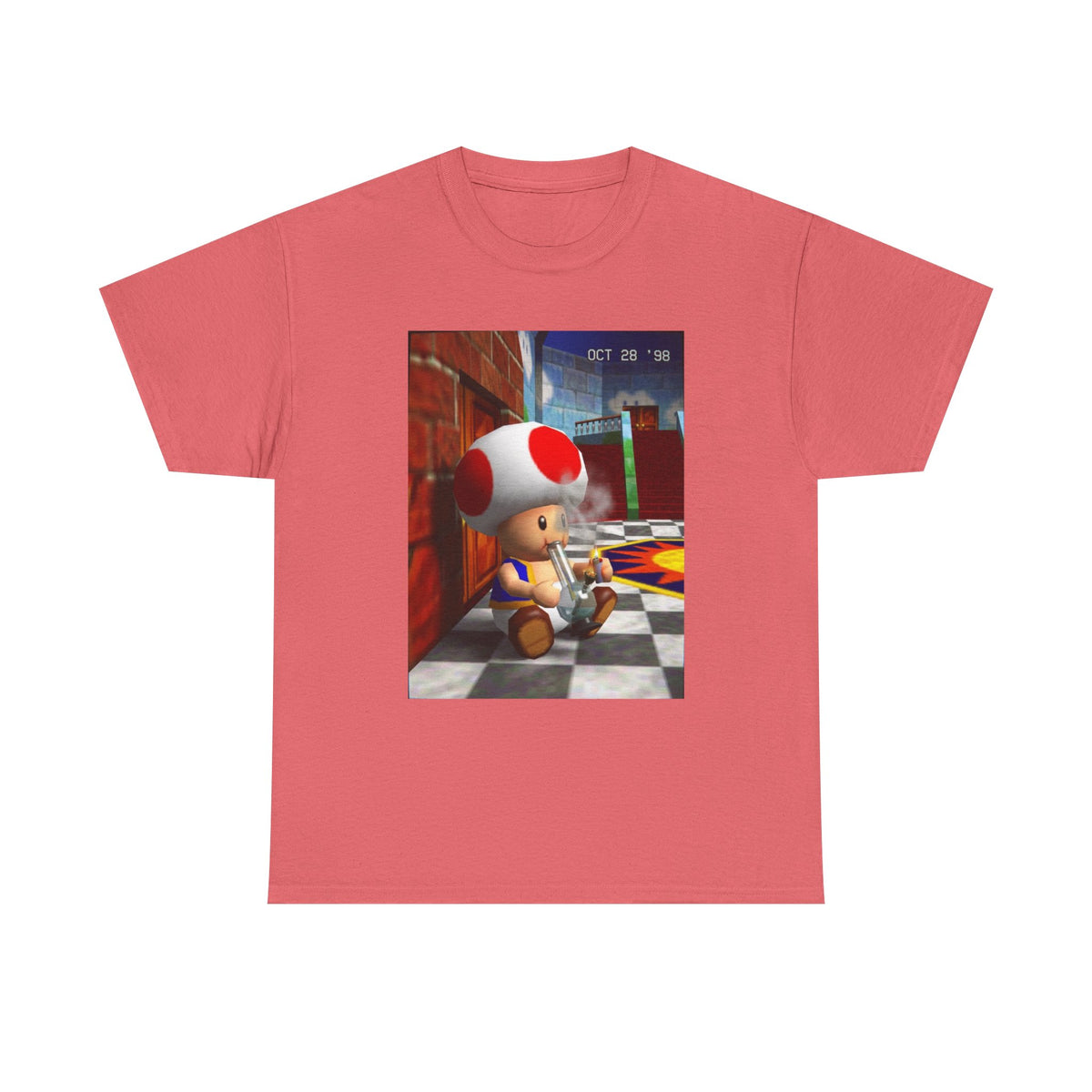 Toad Hitting Bong In Retro World Tee