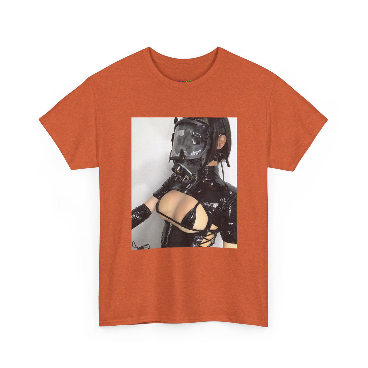 Figure Wearing Gas Mask Tee