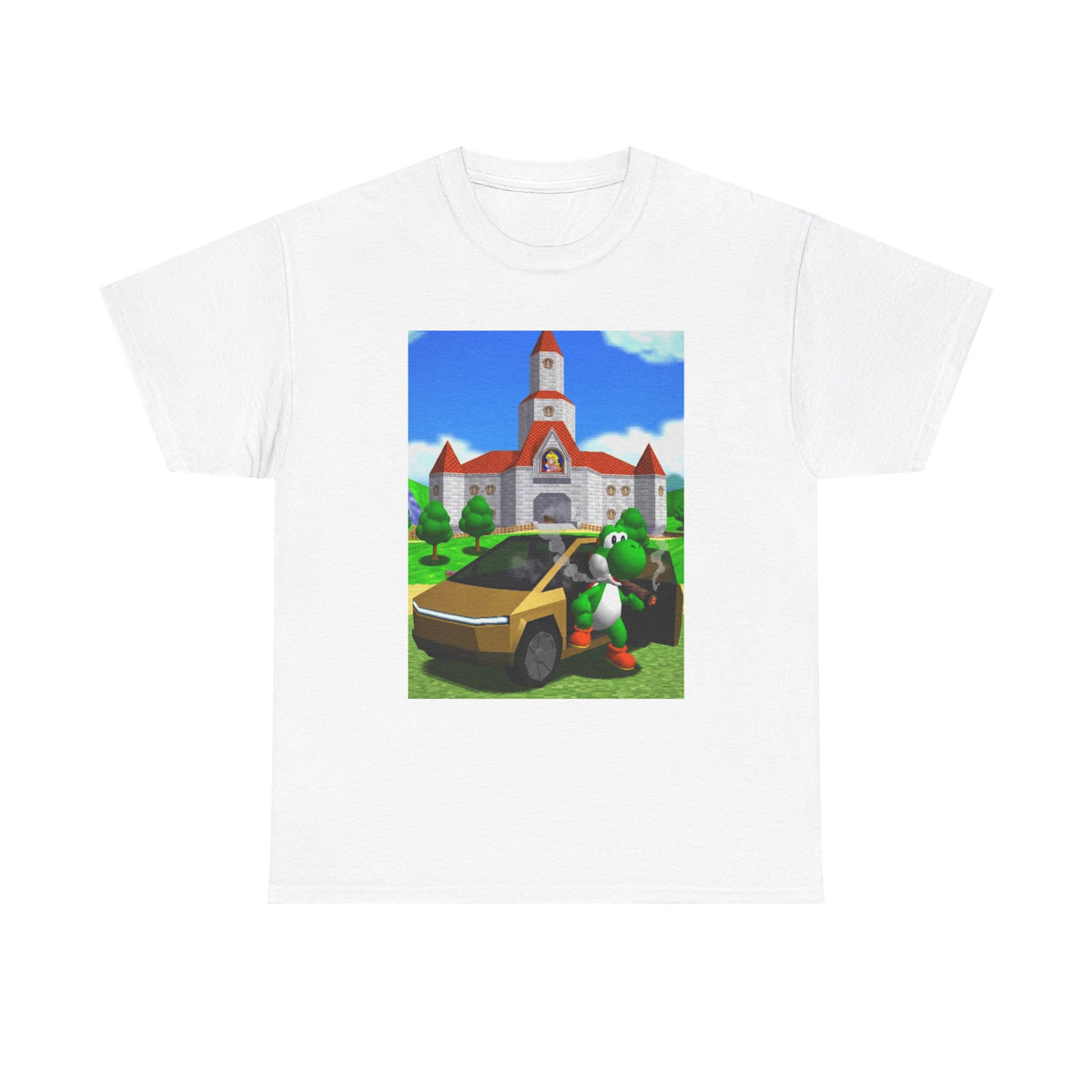 Yoshi Hotboxing The Cybertruck At Peach's Castle