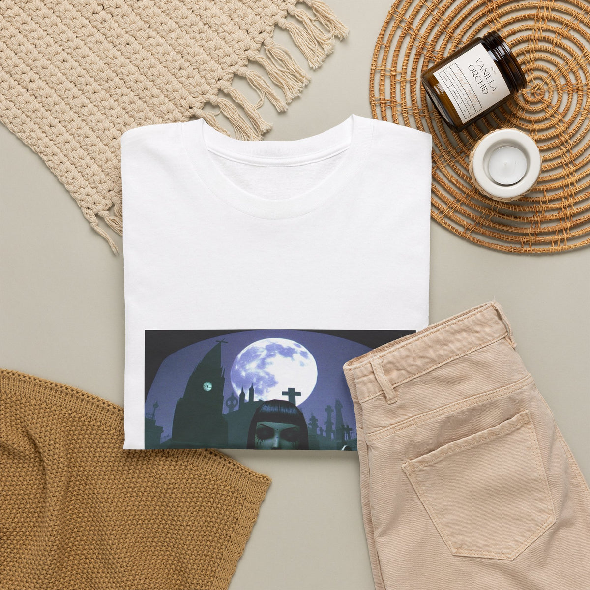 Goth Sim Smoking In Cemetery Moonlight Tee