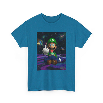 Luigi Flipping Off In Cosmic Vibe