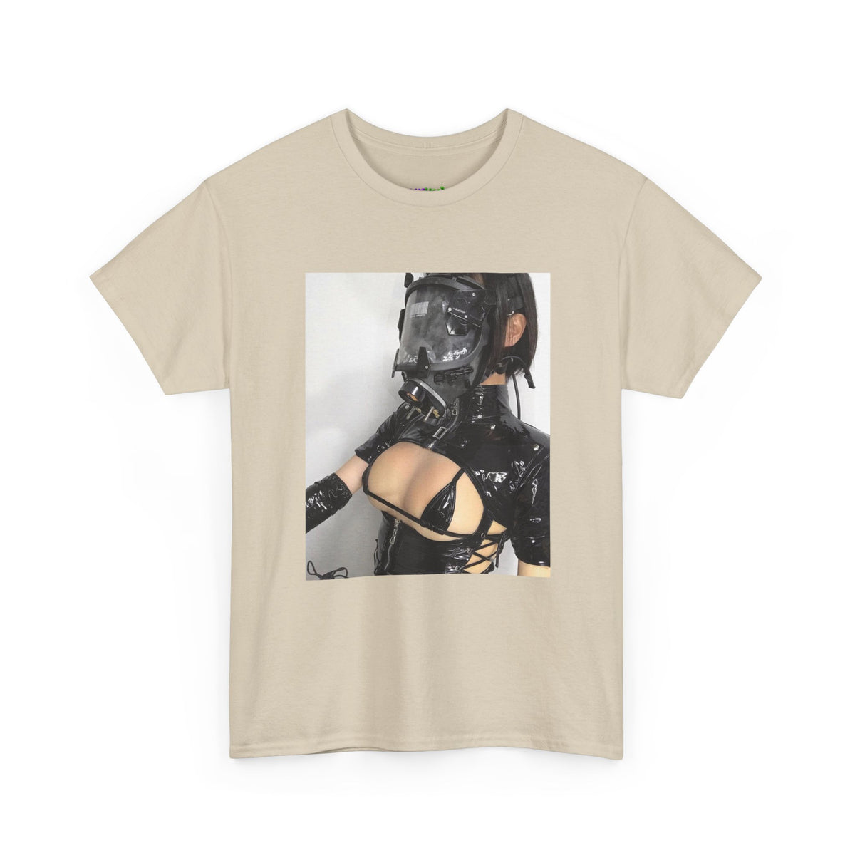 Figure Wearing Gas Mask Tee
