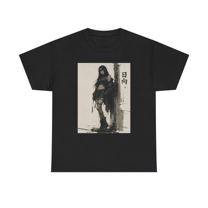 Anime Warrior Girl Leaning On Post Tee