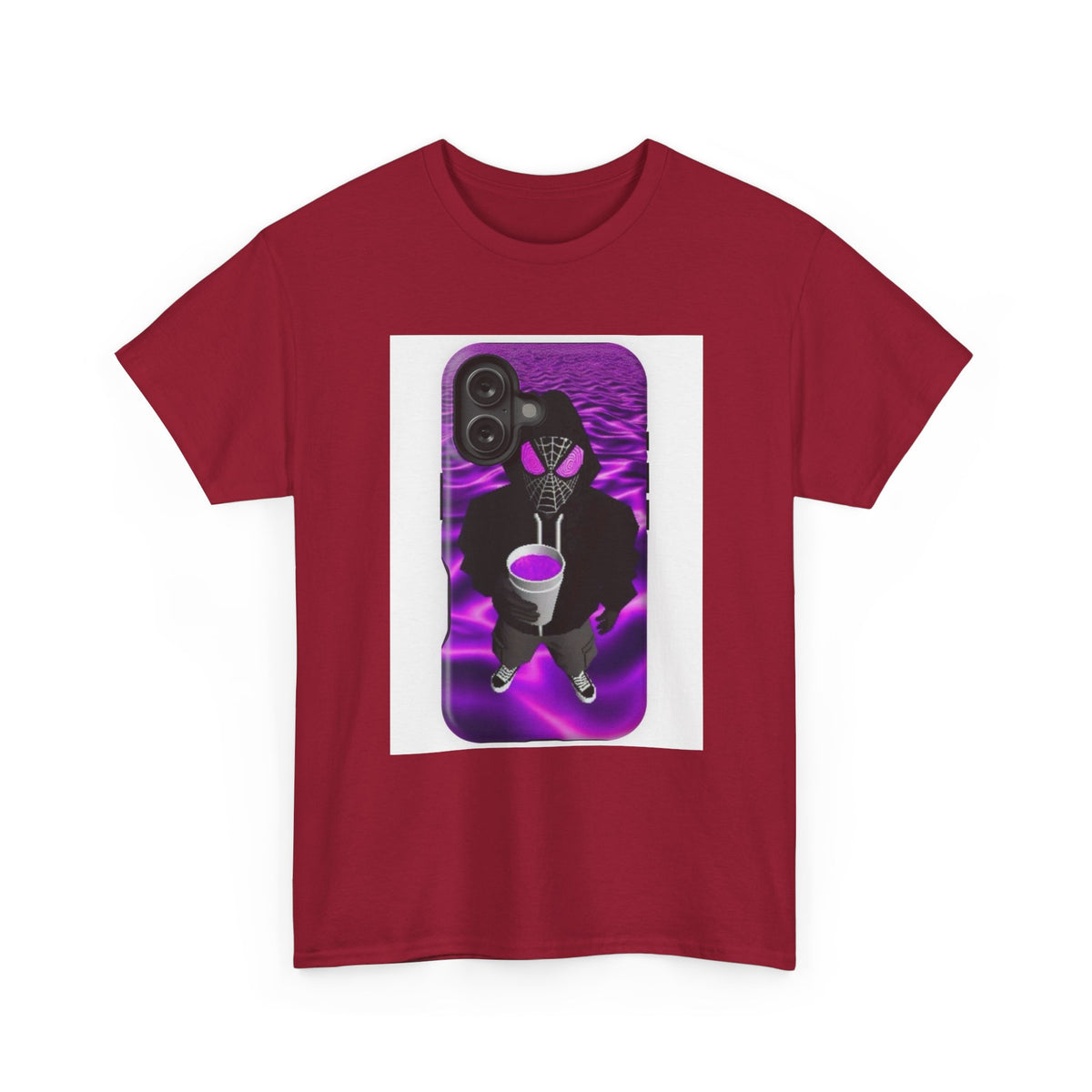 Pixelated Web-Slinger Holding Purple Drink Tee
