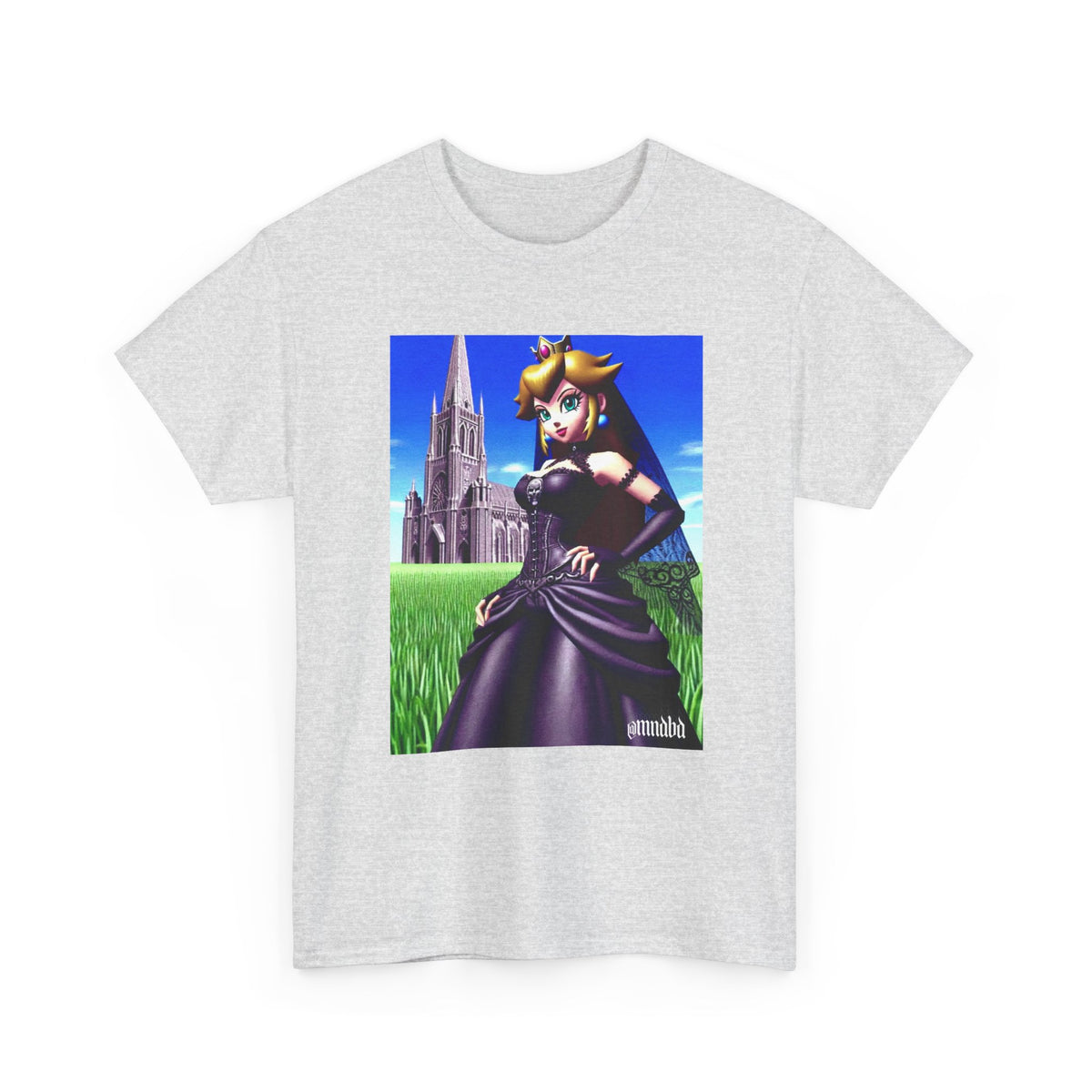 Gothic Princess Peach Posing Before Cathedral