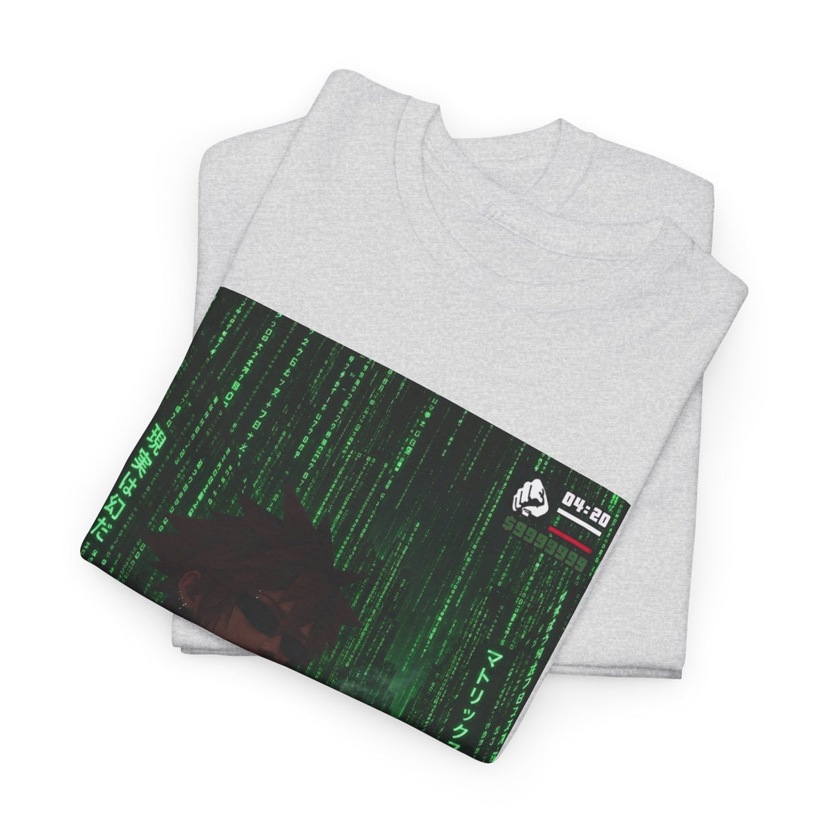 Anime Character Smoking Cigar In Matrix Tee