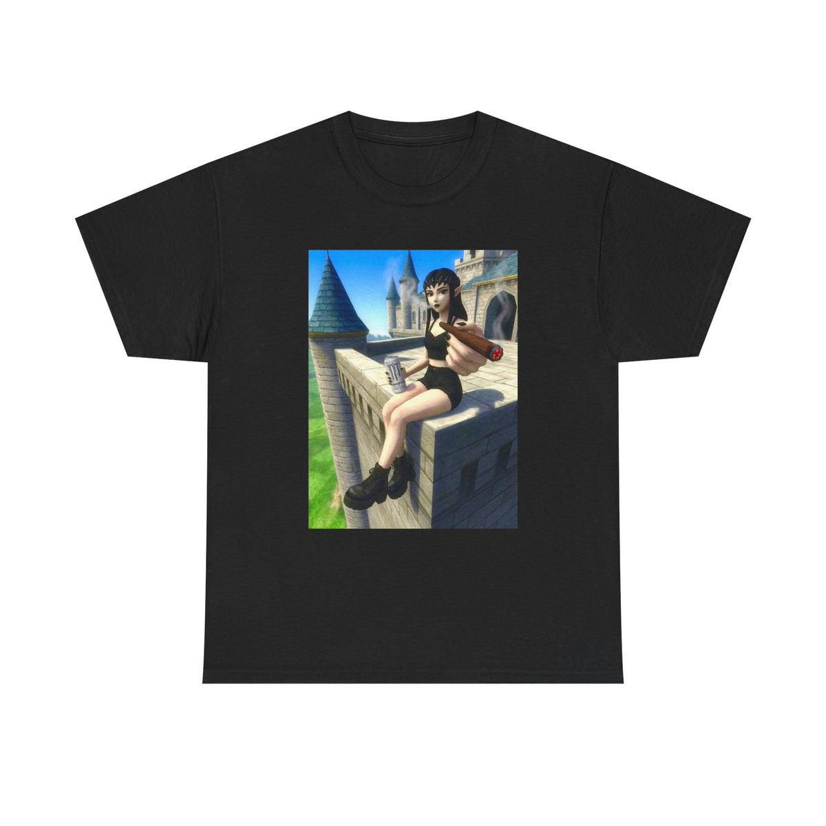 Elf Babe Chilling With Cigar And Drink Tee