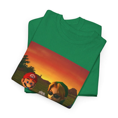 Mario and Link Chilling by Campfire