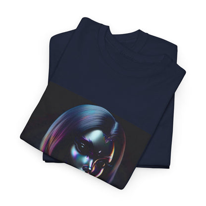Holographic Cyberpunk Raven Stares Intensively