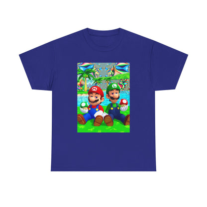 Mellow Mario And Luigi With Mushrooms Tee