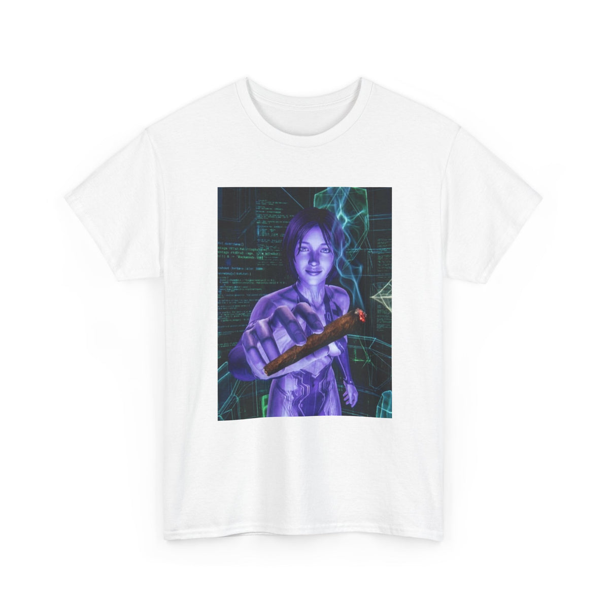 AI Cyber Girl Offering Blunt Tee