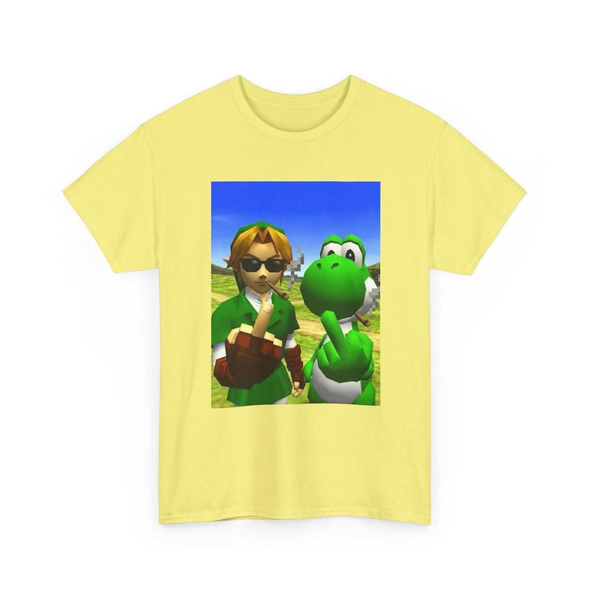 Link And Yoshi Flipping Off The World
