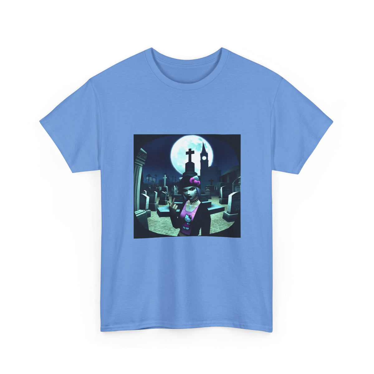 Gothic Hello Kitty Giving Finger Graveyard Tee