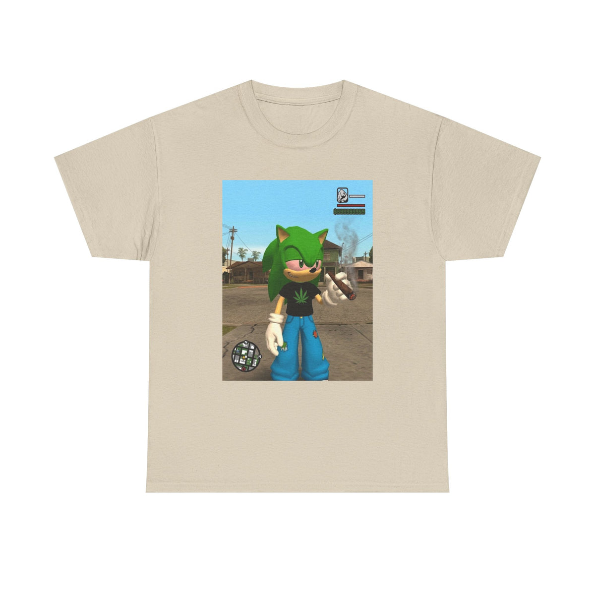 Green Hedgehog Smoking Blunt In San Andreas Tee