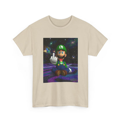 Luigi Flipping Off In Cosmic Vibe