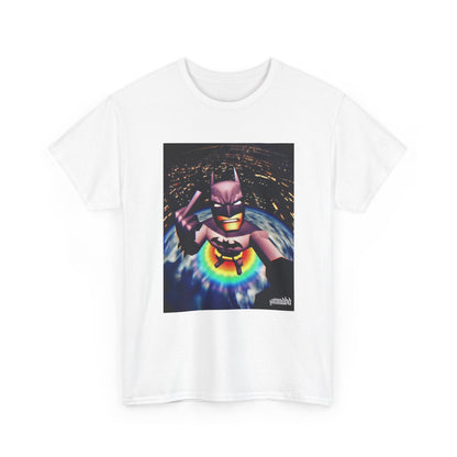Pixel Batman Soaring Above Earth Tee