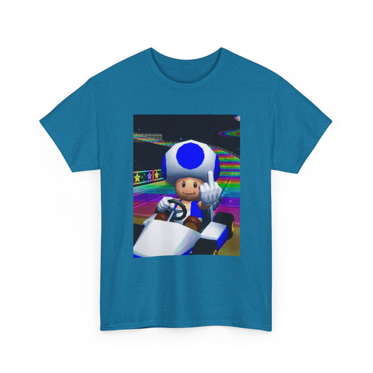 Blue Toad Flipping Off On Rainbow Road Tee