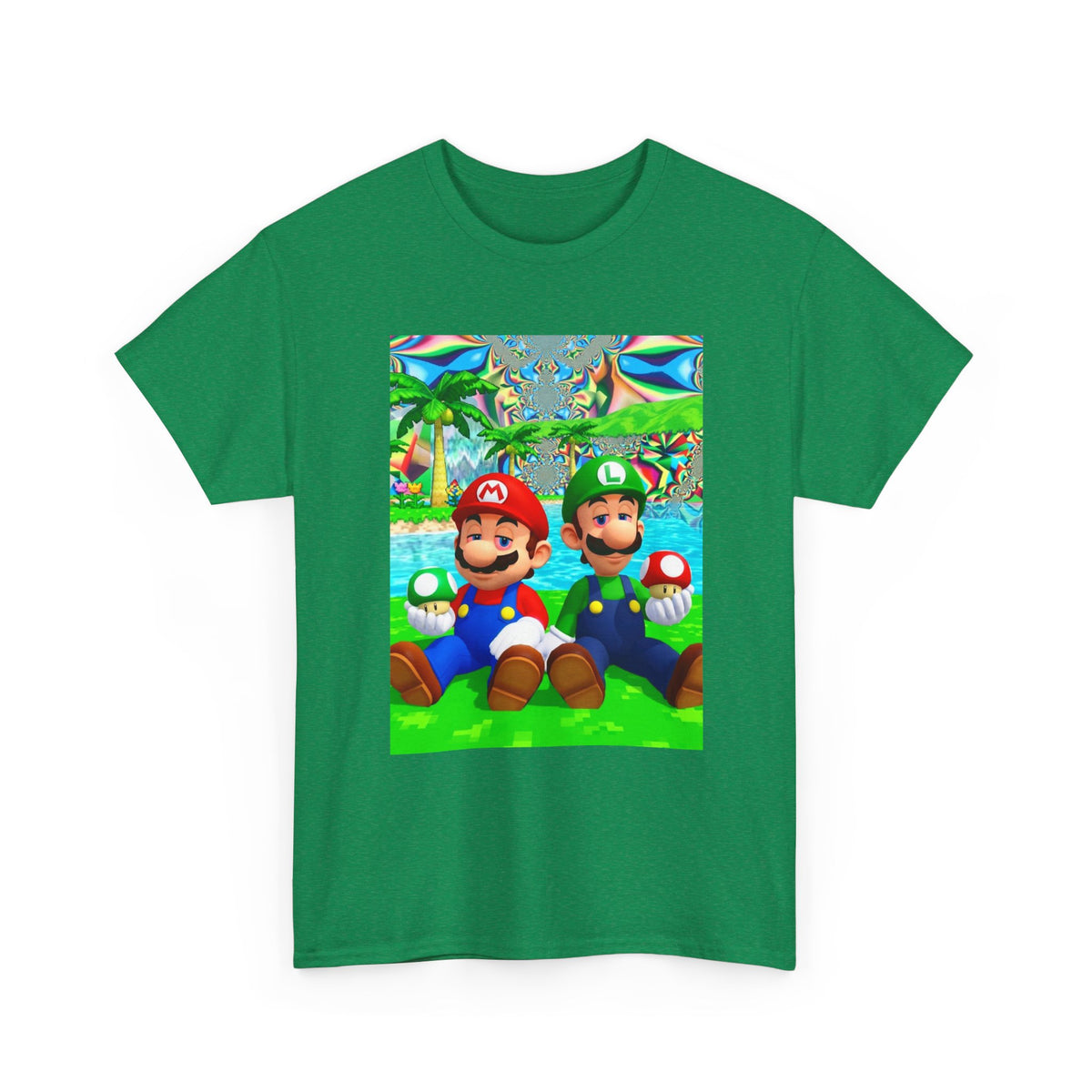 Mellow Mario And Luigi With Mushrooms Tee