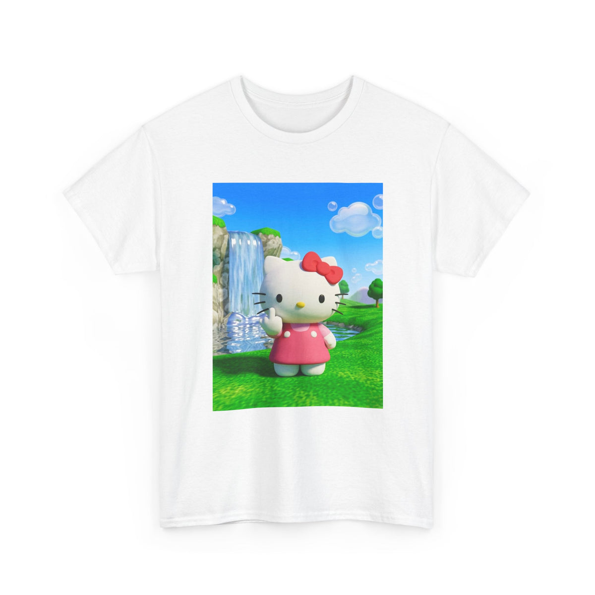 Kitty Flips The Bird Waterfall Tee