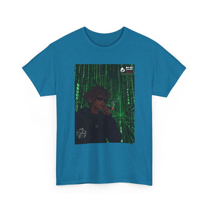 Anime Character Smoking Cigar In Matrix Tee