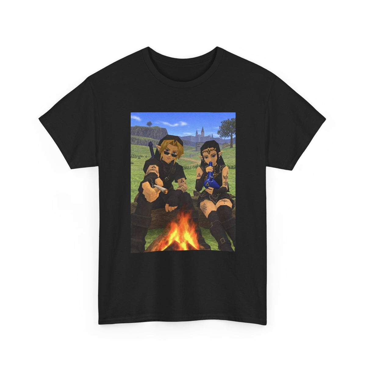 Dark Link And Dark Zelda Chilling Campfire Tee