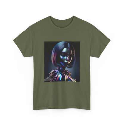Holographic Cyberpunk Raven Stares Intensively