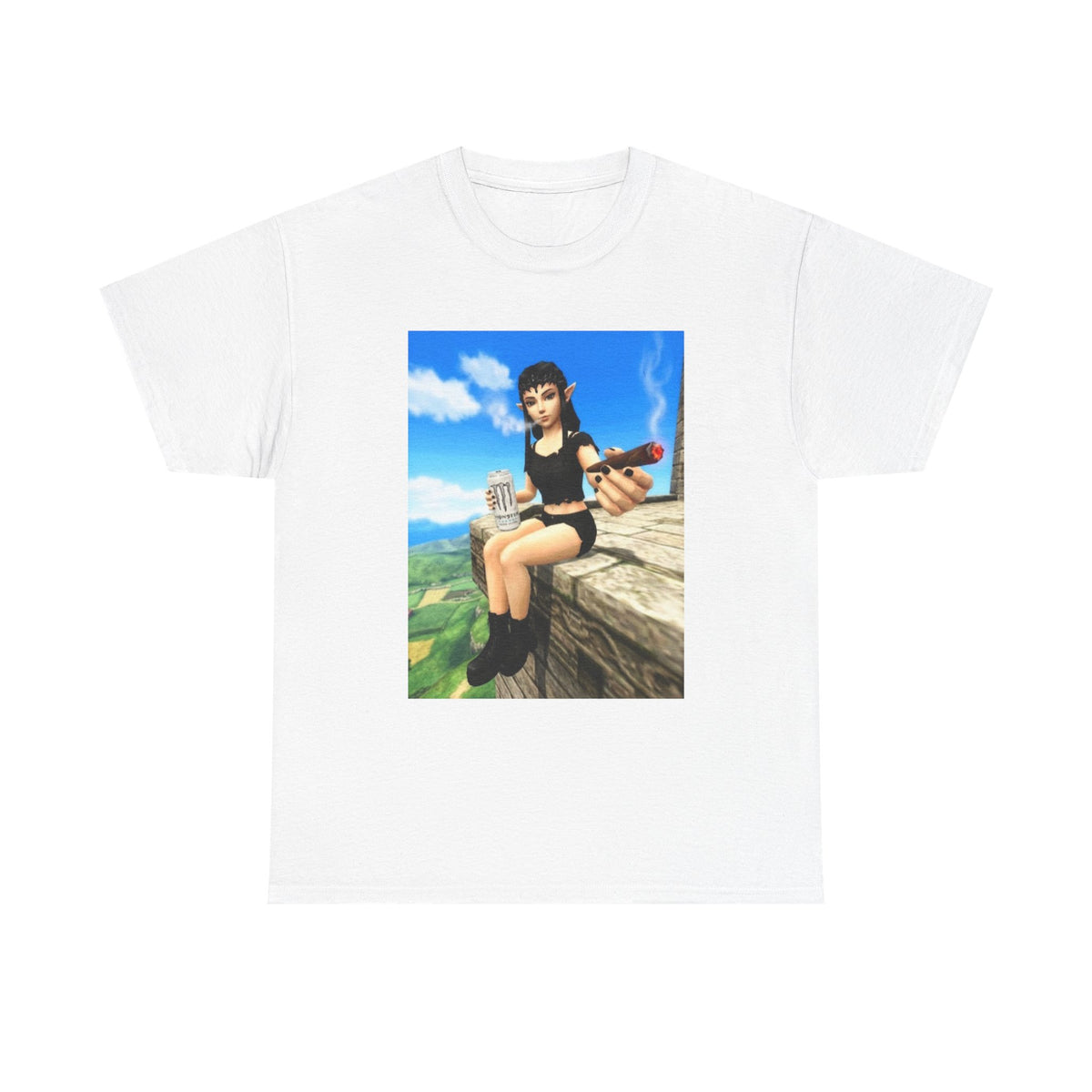 Elf Girl Smoking Cigar On Mountain Tee