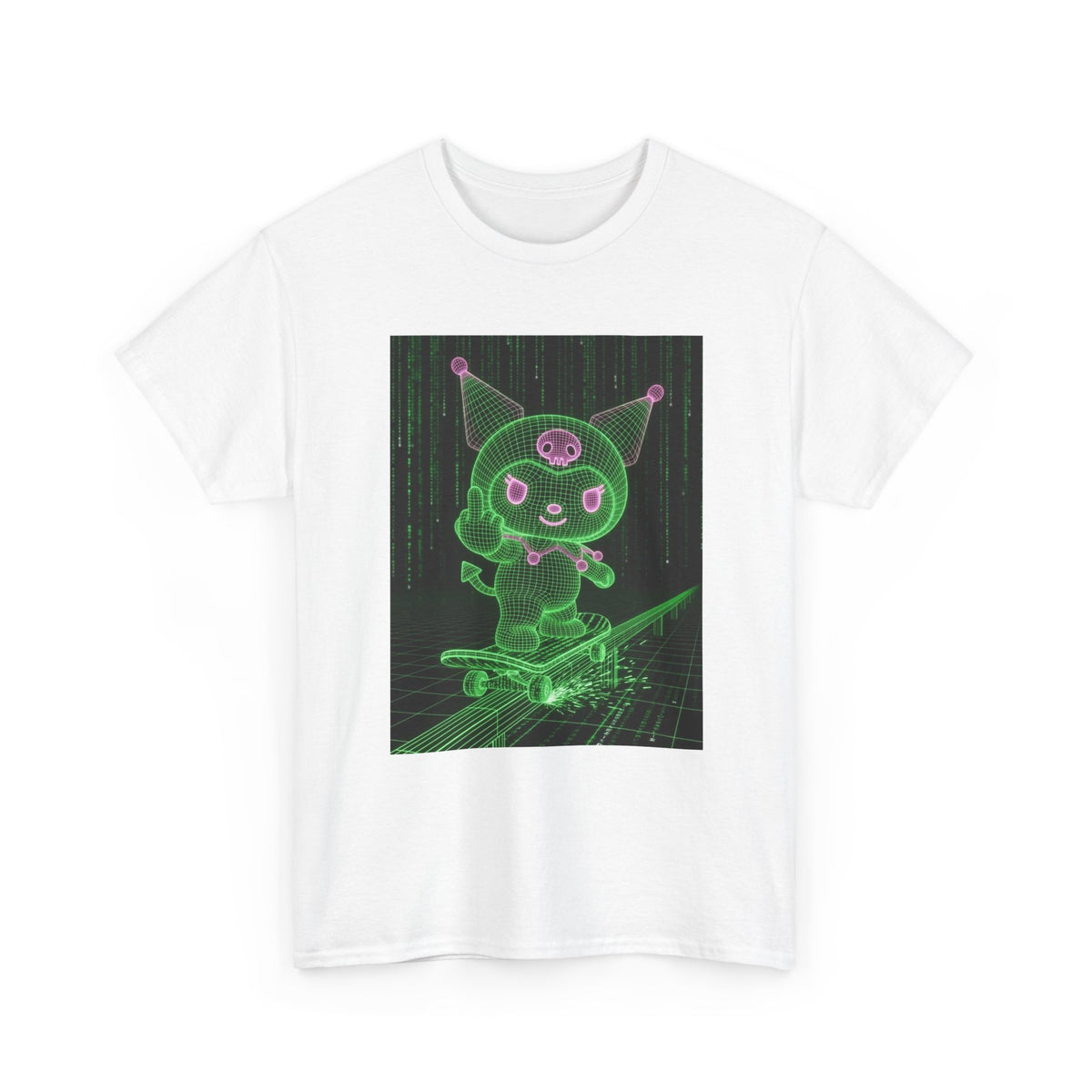 Kuromi Matrix Glitch Skateboard Flip Tee