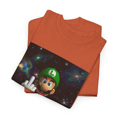 Luigi Flipping Off In Cosmic Vibe