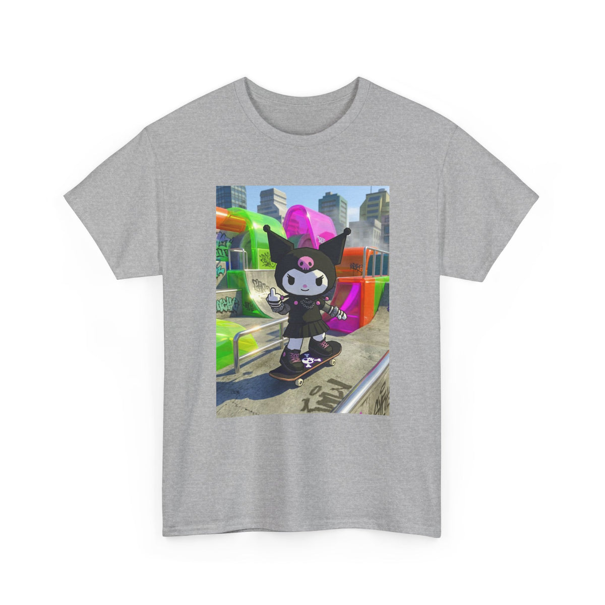 Skater Kuromi Giving The Finger Tee
