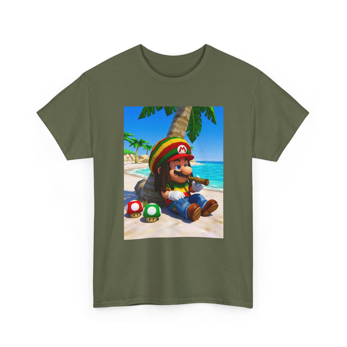 Rasta Mario Chilling On Beach Tee