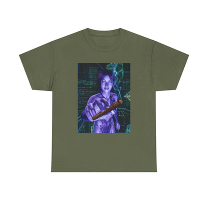 AI Cyber Girl Offering Blunt Tee