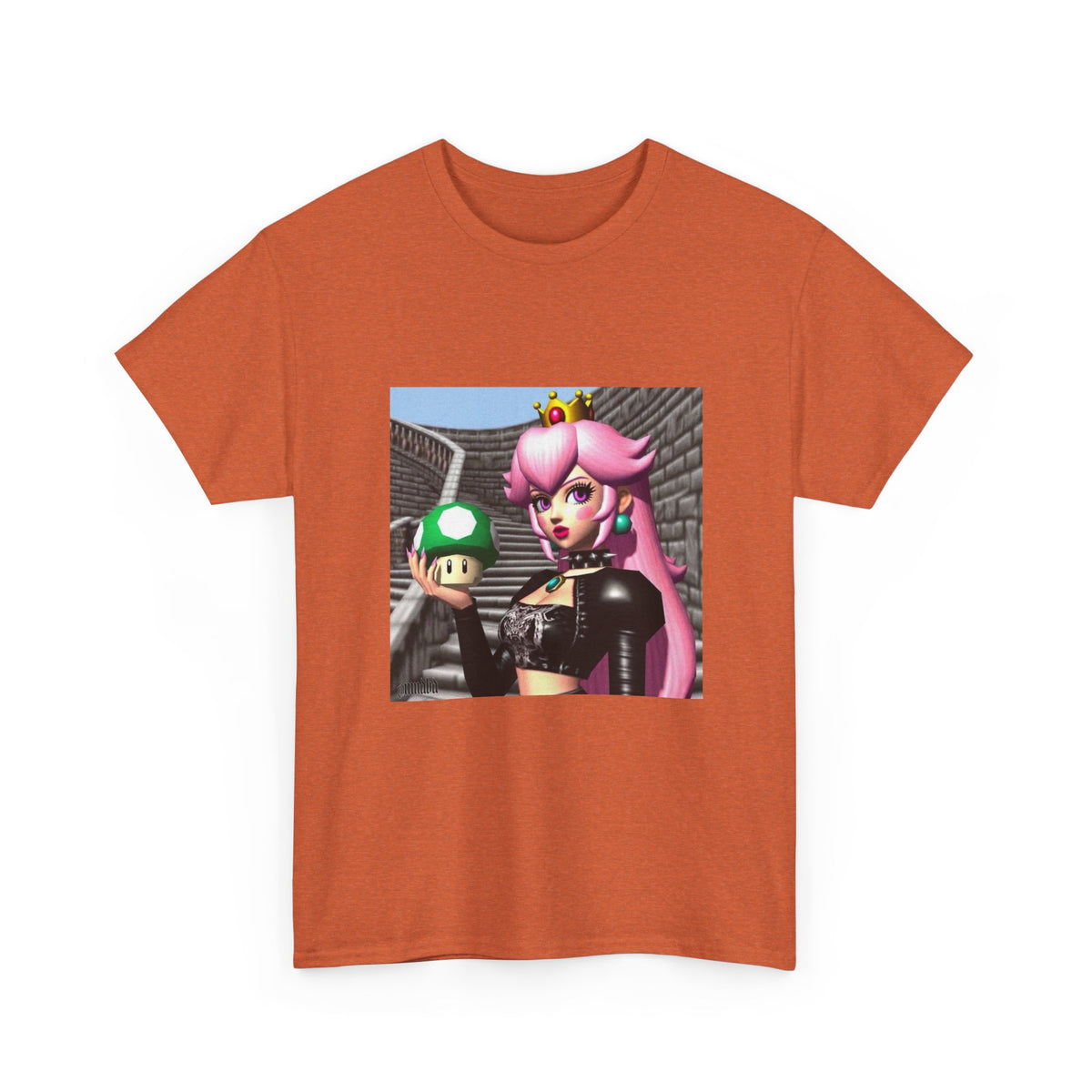 Goth Peach Holding A Green Mushroom Tee