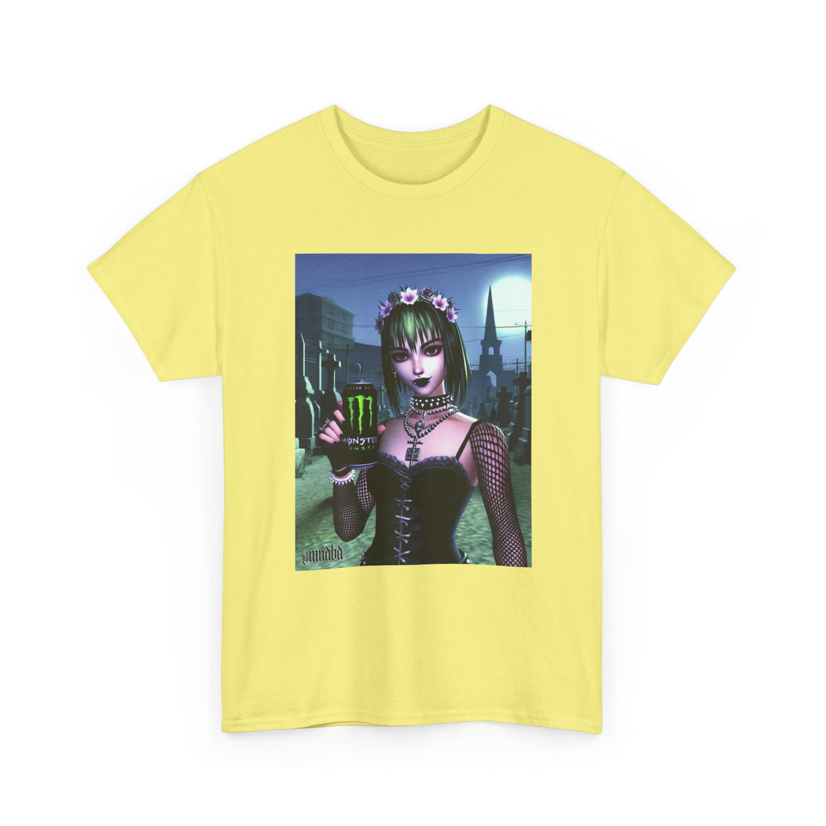 Goth Girl Holding Monster Energy In Cemetery