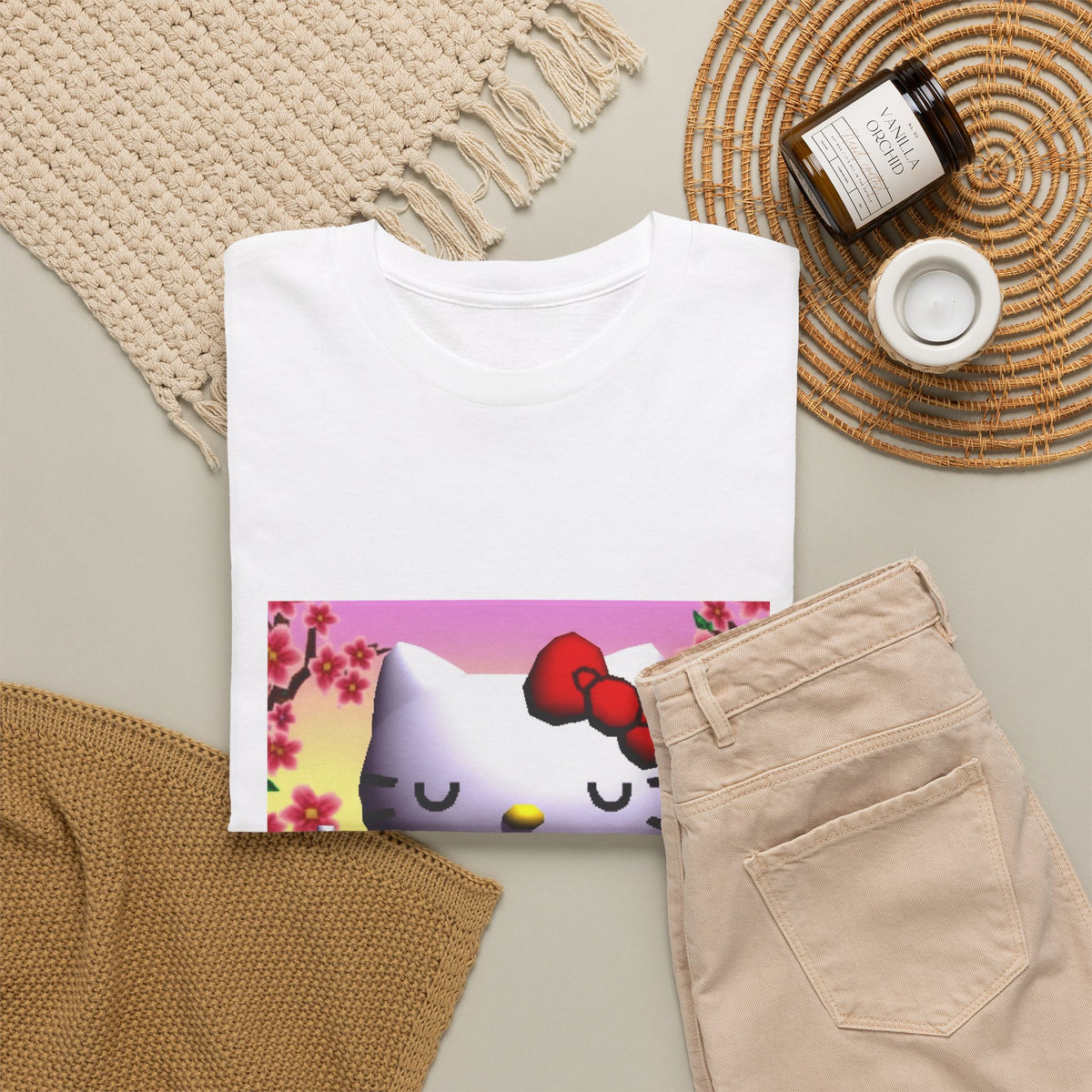 Kitty Meditating and Flipping Bird Tee