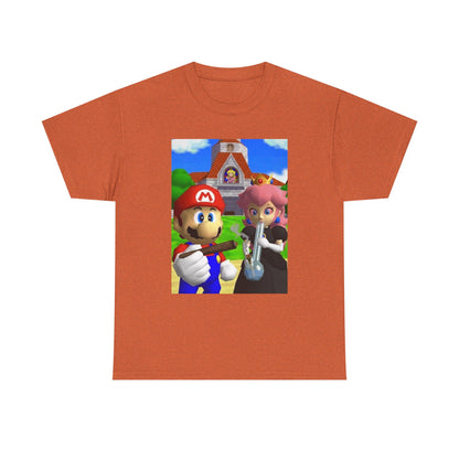 Mario and Peach Puffing Outside Castle