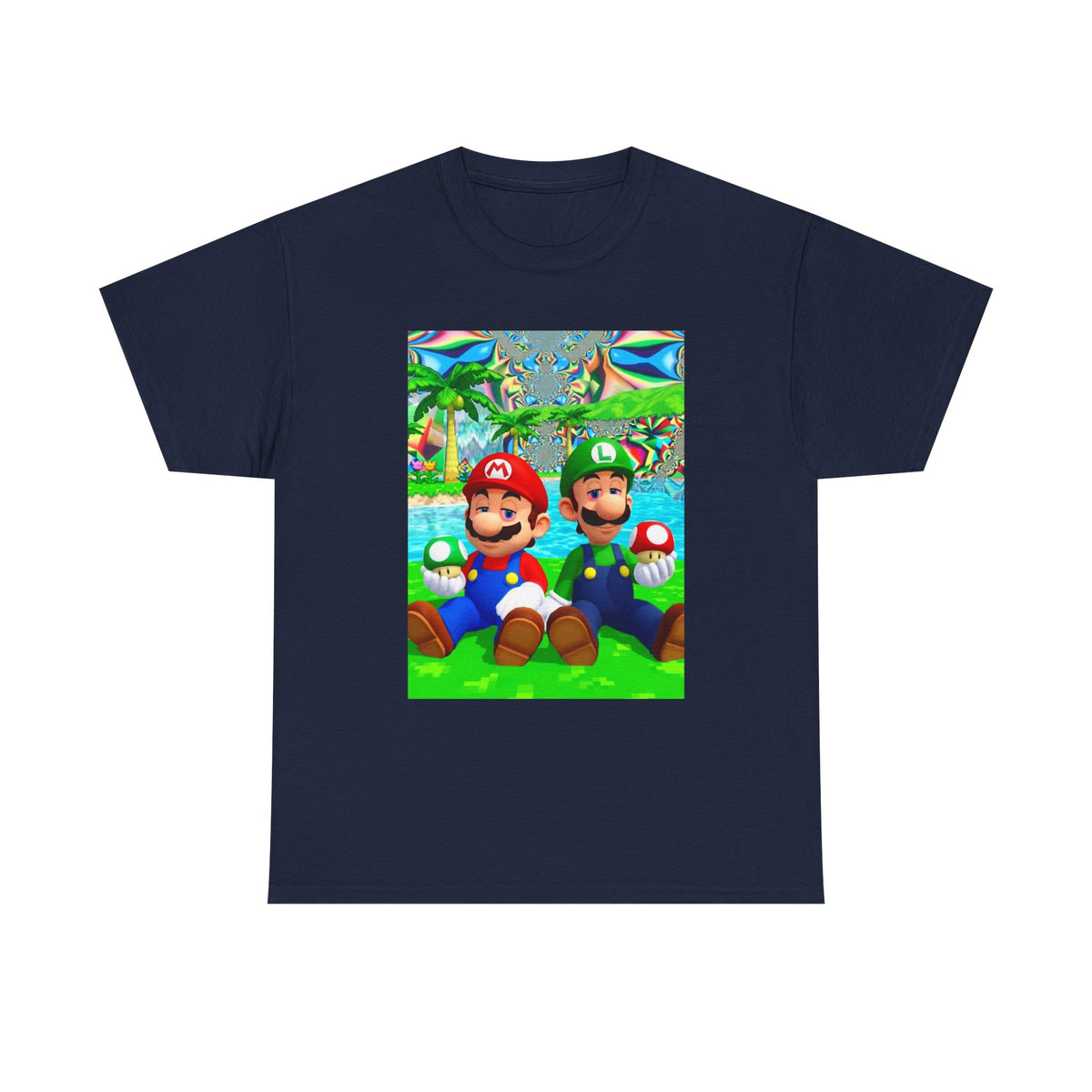 Mellow Mario And Luigi With Mushrooms Tee