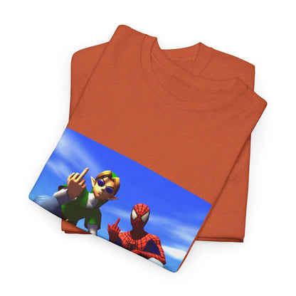 Link And Spider-Man Flipping The Bird