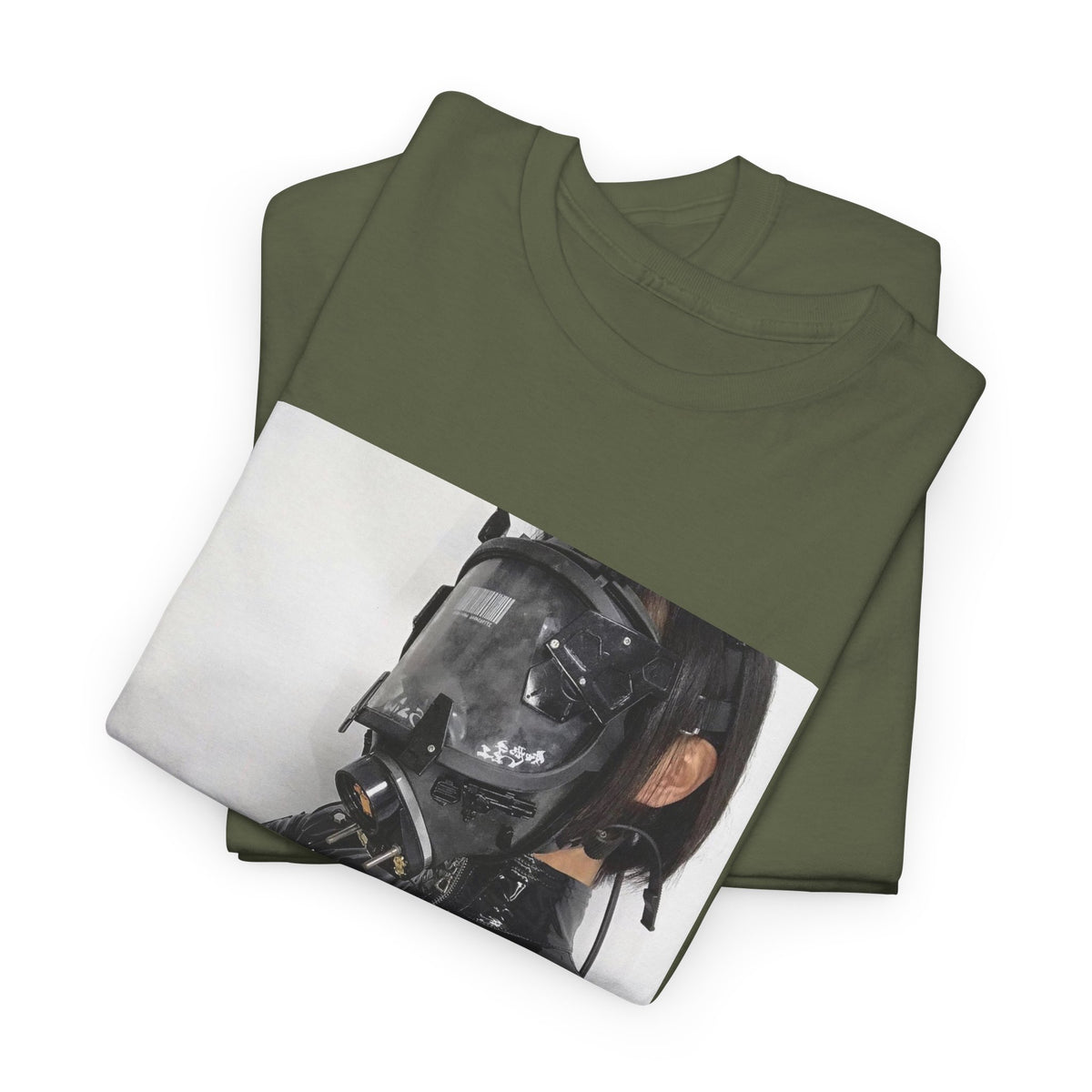 Figure Wearing Gas Mask Tee