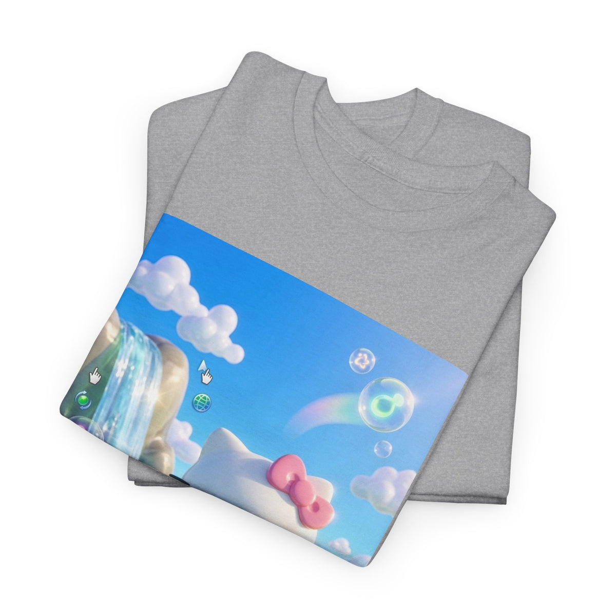Kitty Flips The Bird In Dreamy Landscape Tee