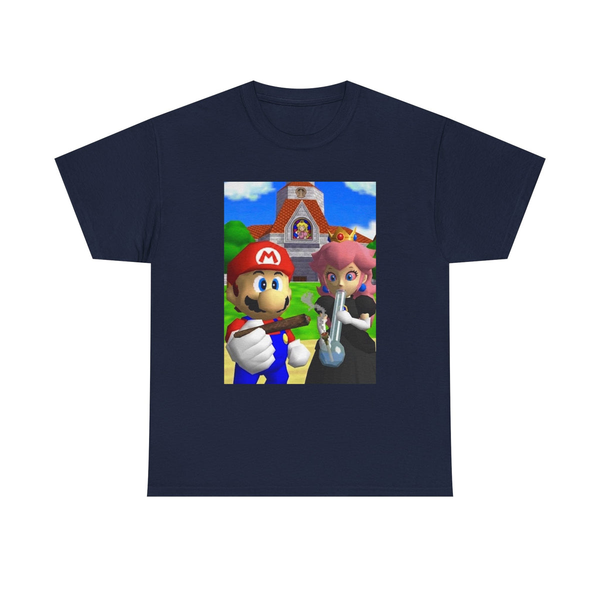 Mario and Peach Puffing Outside Castle